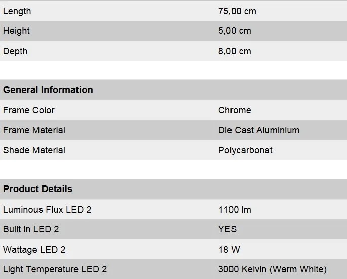 Aplica de perete LED pentru oglinda baie, IP44 Argo 75cm Soff 3-479 chrom OR
