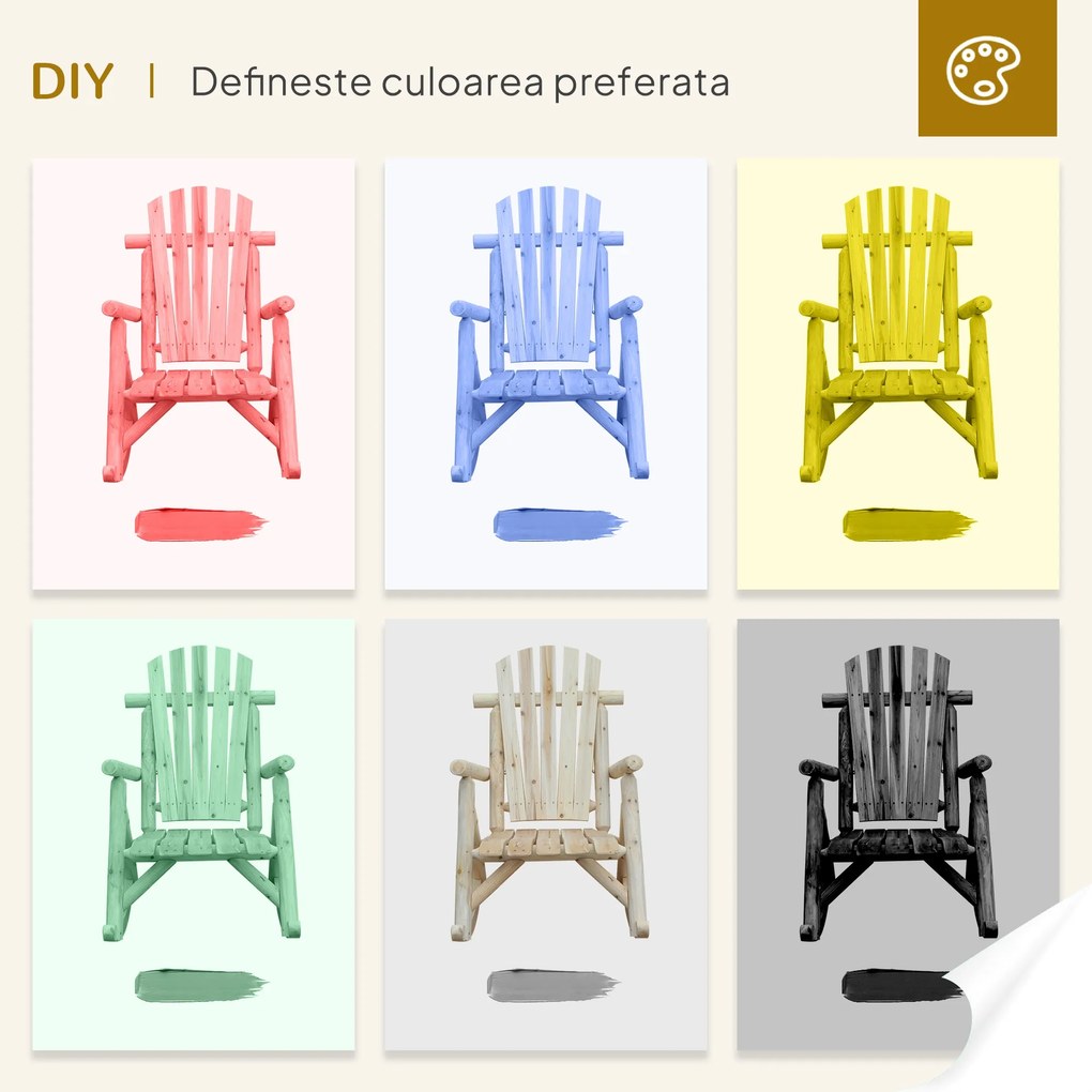 Outsunny Scaun Balansoar de Gradina stil Adirondack din Lemn 96x66x98cm | Aosom Ro