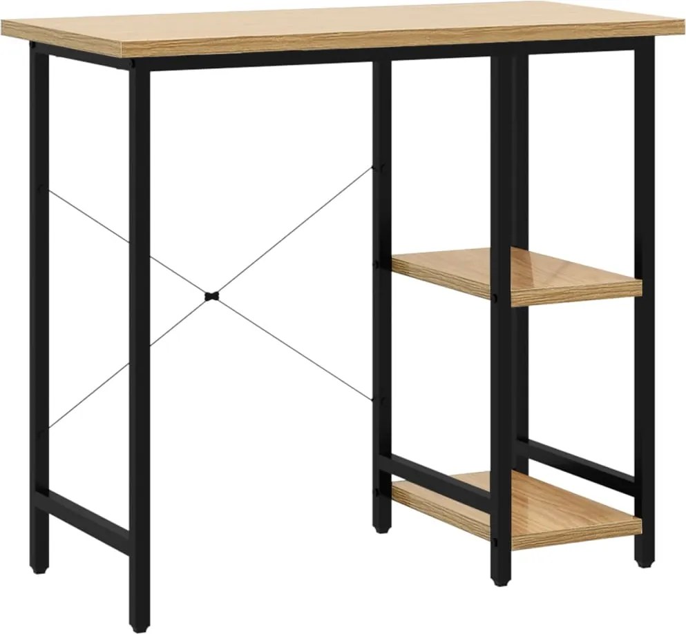 vidaXL Birou de calculator negru/stejar deschis 80x40x72 cm MDF/metal