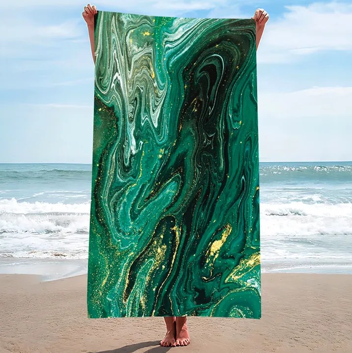 Prosop de plajă cu model abstract verde Lățime: 100 cm | Lungime: 180 cm