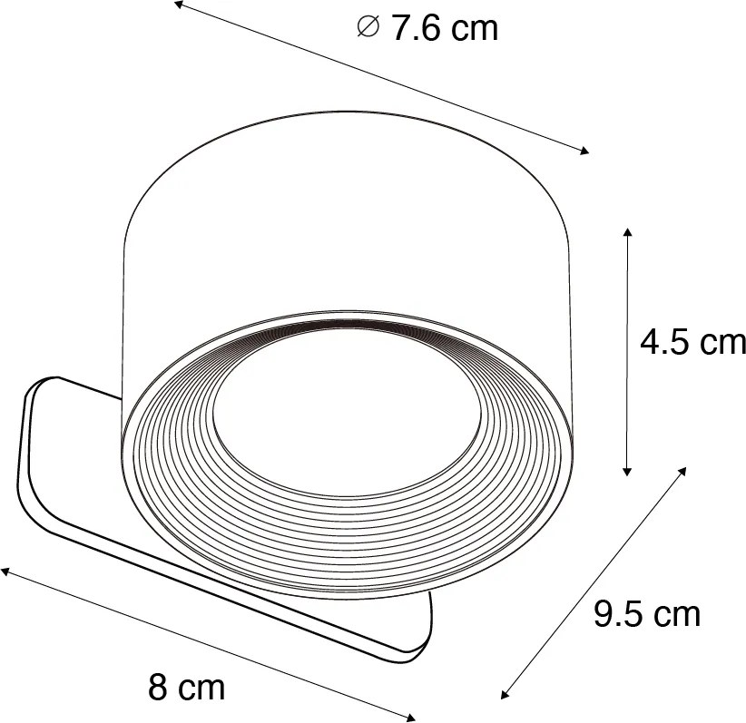 Lampă modernă de perete și plafon neagră cu LED reîncărcabil inclus - Bright