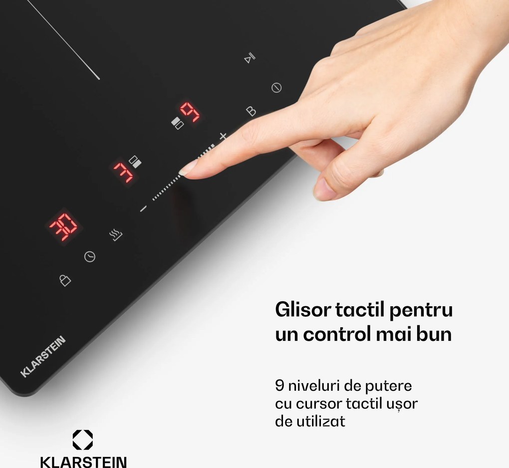 Klarstein PowerGlide plită cu inducție | Modernă, compactă și puternică | 2 zone de gătit | 3500 W | 30 cm