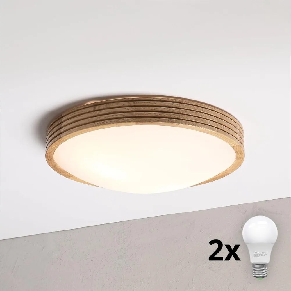 Brilagi - Lampă LED de tavan CARVALHO MODERN SLIM 2xE27/60W/230V Ø 37,5 cm stejar