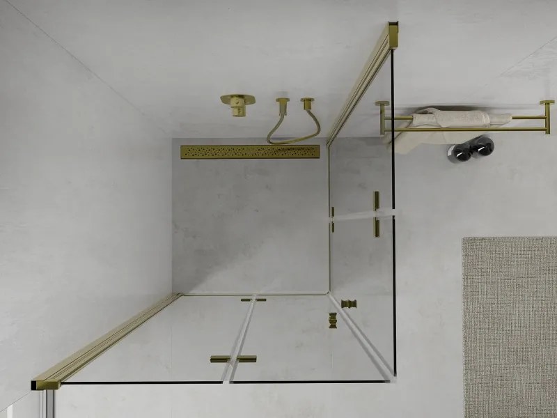 Mexen Lima Duo cabină de duș pliabilă 90 x 90 cm, transparent, auriu - 856-090-090-50-00-02