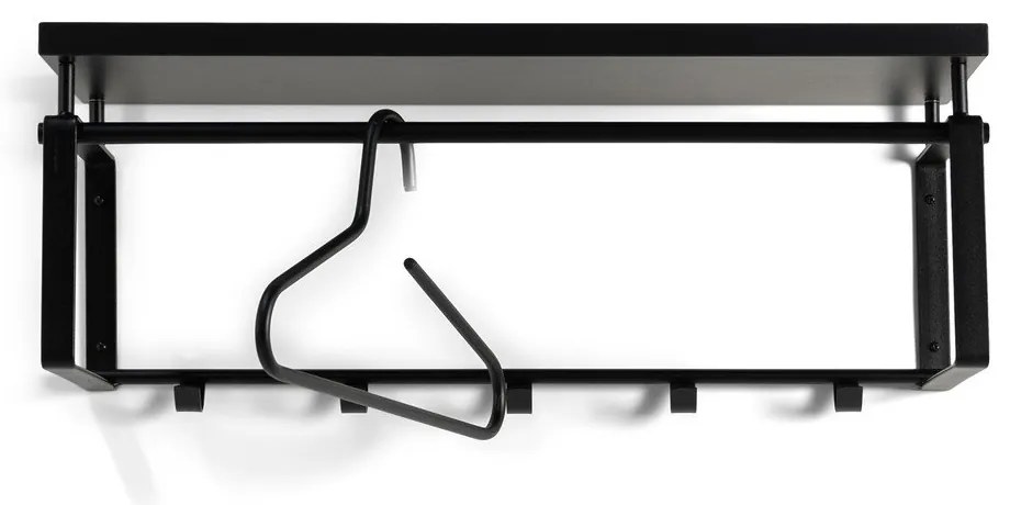 Cuier de perete negru cu raft din metal 70 cm Rex – Spinder Design
