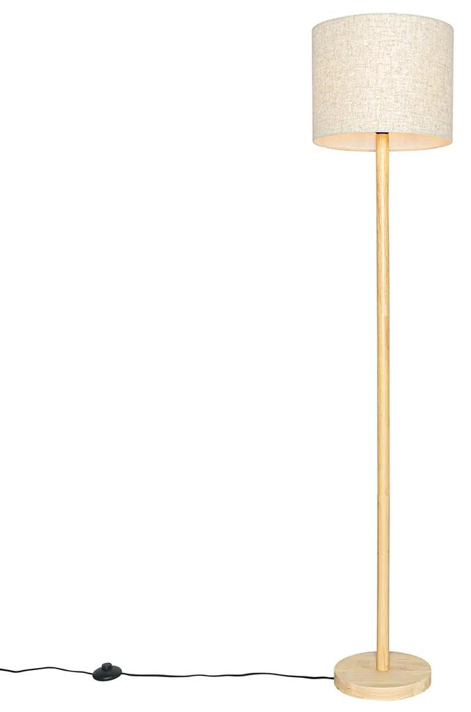 Lampa de podea rurala lemn cu abajur in bej 32 cm - Mels