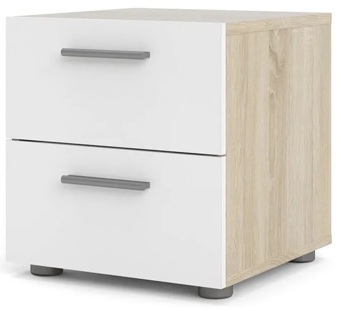 Noptieră albă cu aspect de lemn de stejar Pepe - Tvilum