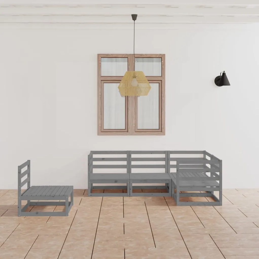 vidaXL Set mobilier de grădină, 5 piese, gri, lemn masiv de pin