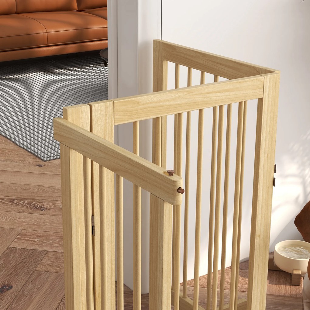 PawHut Poartă pentru câini, independentă, pliabilă, ușă & picioare de susținere, cadru din lemn, 220x36x91cm | Aosom Romania