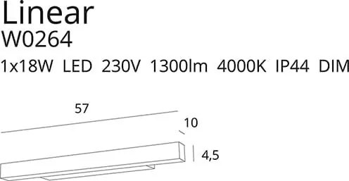 Aplica LED dimabila pentru baie cu protectie IP44 LINEAR 57cm W0264 MX