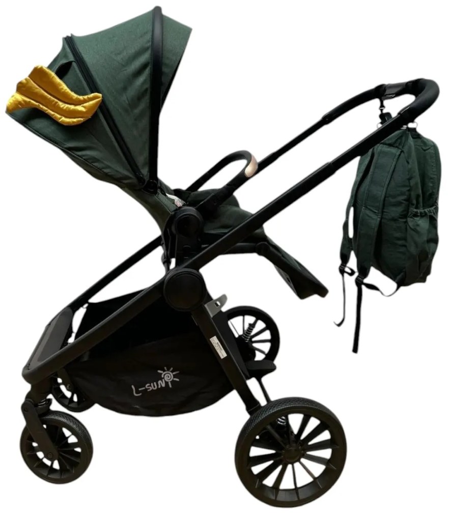Carucior 3 in 1: Cadru usor, Landou confortabil, Varianta sport si Scoica auto - CPC-65-verde