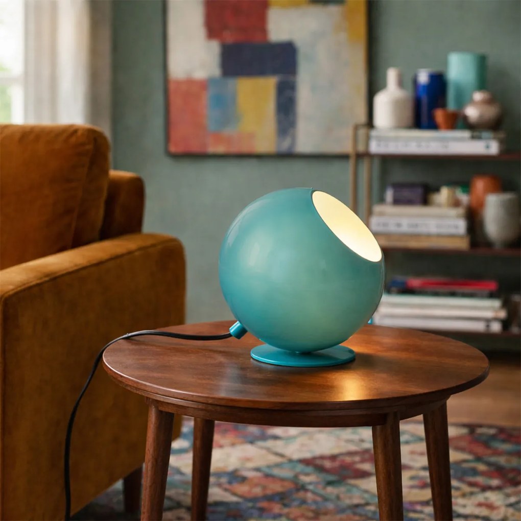 Lampă de masă retro albastră cu sticlă - Mabel