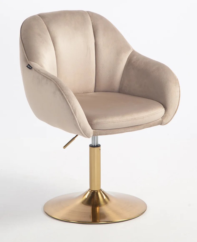 HR2055N Scaun Latte din Catifea cu Bază Aurie
