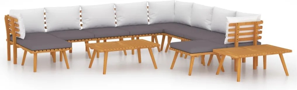 vidaXL Set mobilier grădină cu perne, 12 piese, lemn masiv de acacia