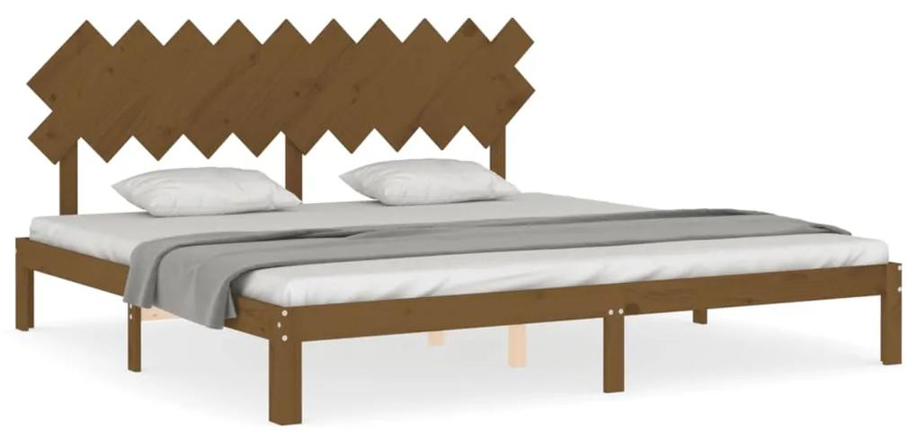 3193749 vidaXL Cadru pat cu tăblie, maro miere, 200x200 cm, lemn masiv