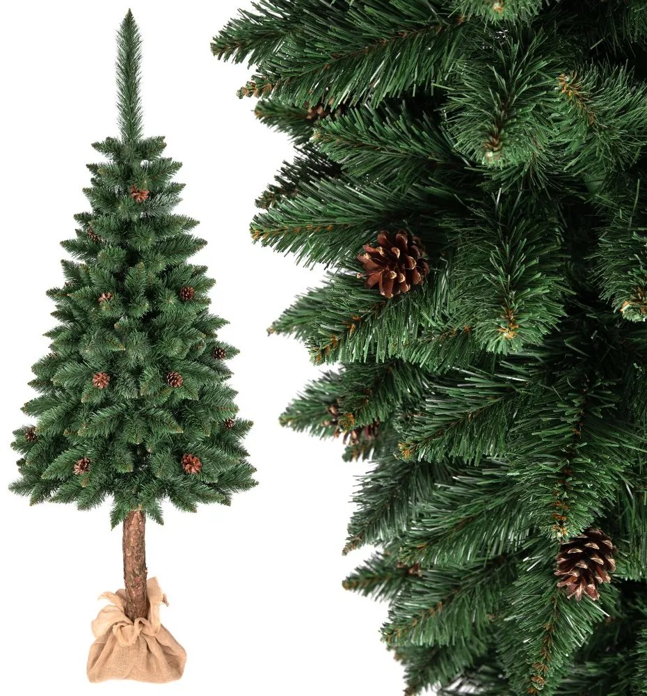Brad de Crăciun pe suport cu conuri de pin 220 cm