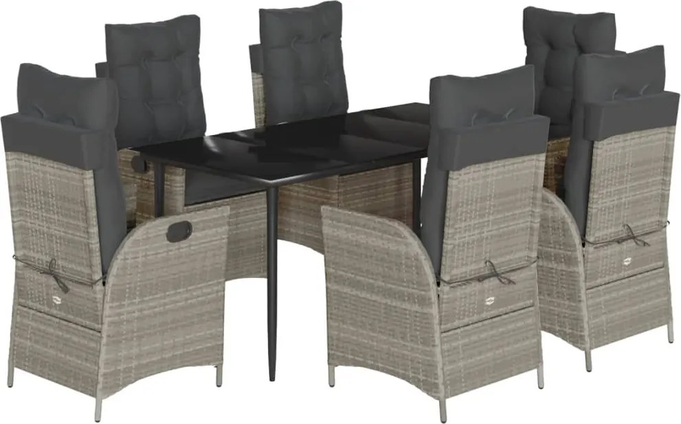 vidaXL Set mobilier de grădină cu perne, 7 piese gri deschis poliratan