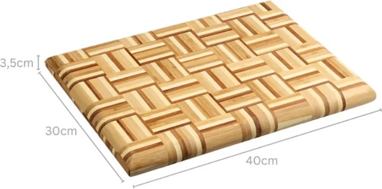 Tocator si platou de servire 2in1 Kesper 58367, 30 x 40 cm, Bambus, Suprafata care protejeaza lamele cutitelor, Maro/Mozaic