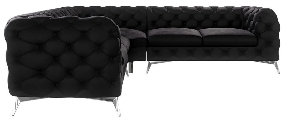 Colțar negru cu tapițerie din catifea Chelsea – Ropez