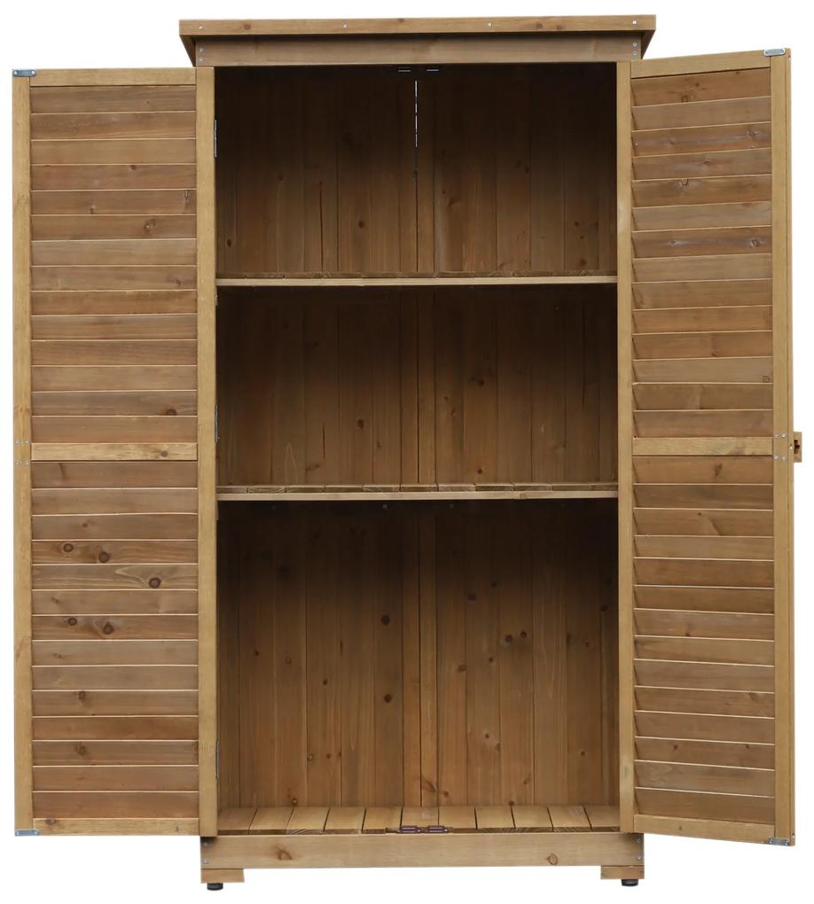 Outsunny dulap cu 3 rafturi pentru gradina, magazie pentru unelte impermeabil, lemn 87x46.5x160cm | Aosom Ro