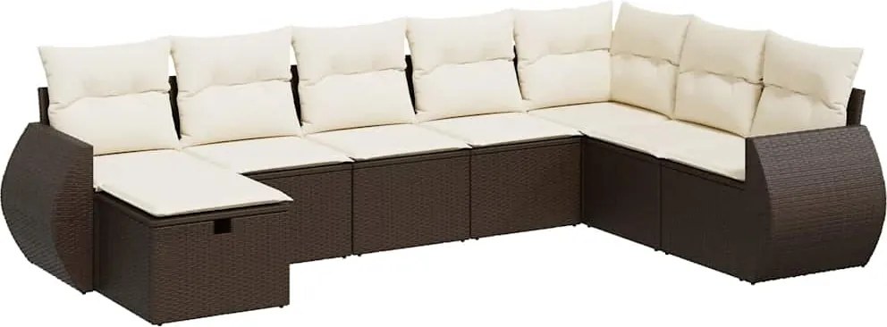 vidaXL Set canapele de grădină cu perne, 8 piese, maro, poliratan