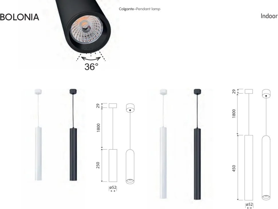 Pendul LED CCT BOLONIA 25cm negru