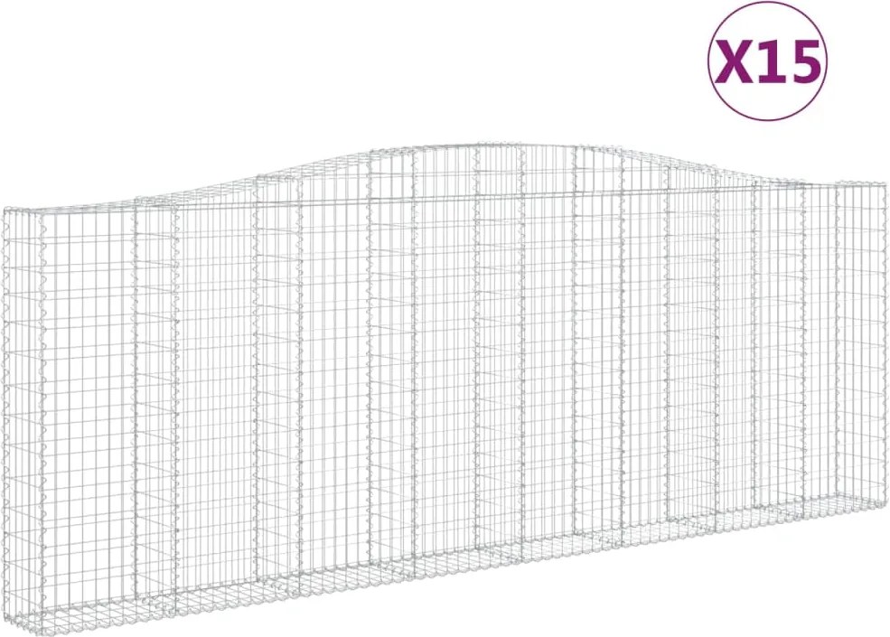 vidaXL Coșuri gabion arcuite 15 buc. 400x30x140/160 cm fier galvanizat