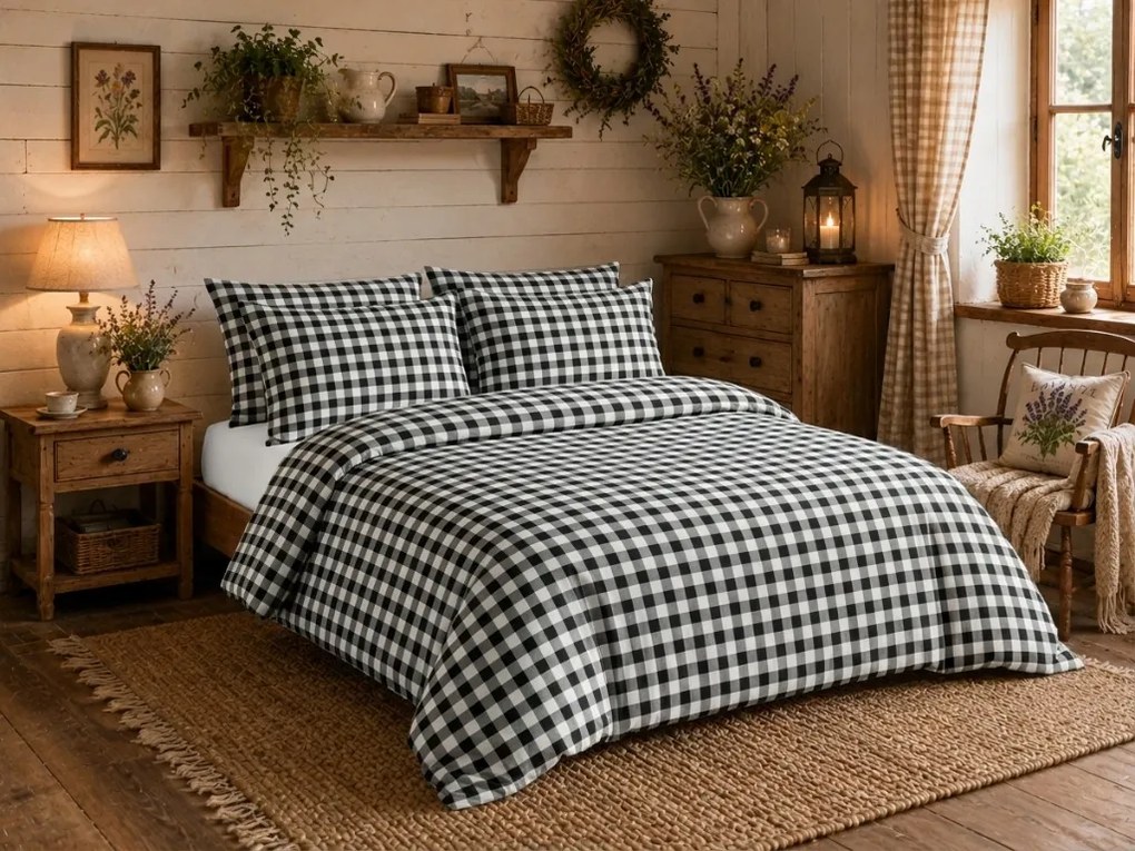 Lenjerie de pat din bumbac NORDIC CHECK gri inchis Dimensiune lenjerie de pat: 70 x 90 cm | 140 x 200 cm