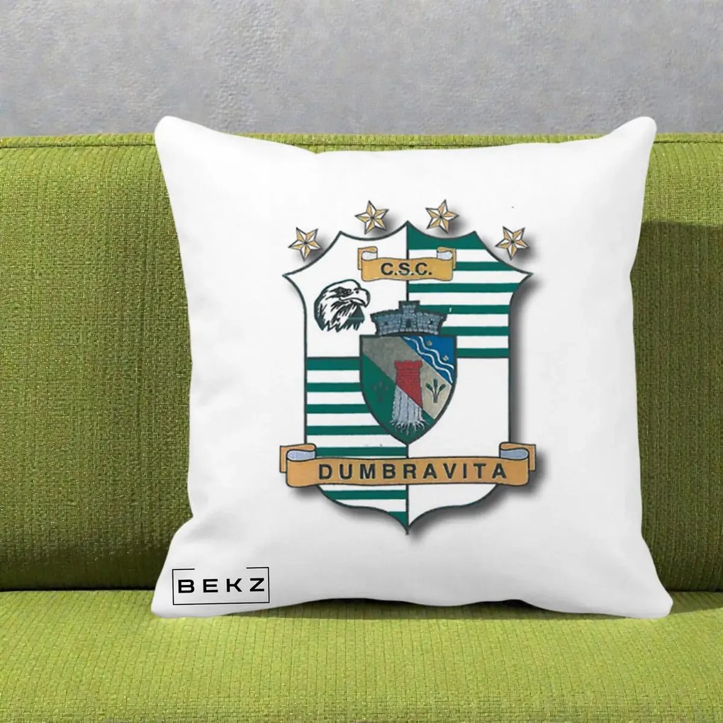 Perna Personalizata CSC Dumbravita Fotbal, 40x40 cm, Alba Mata, Husa Detasabila, Perna Inclusa, BEKZ®