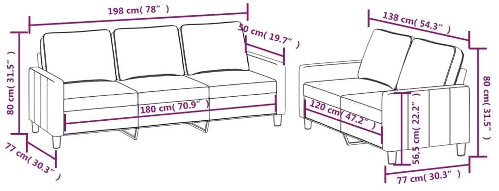 Set de canapele cu perne, 2 piese, gri inchis, catifea