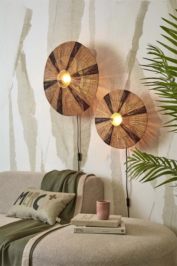 Aplica de perete eco din iuta Iguazu S disc 40cm, bl/nat