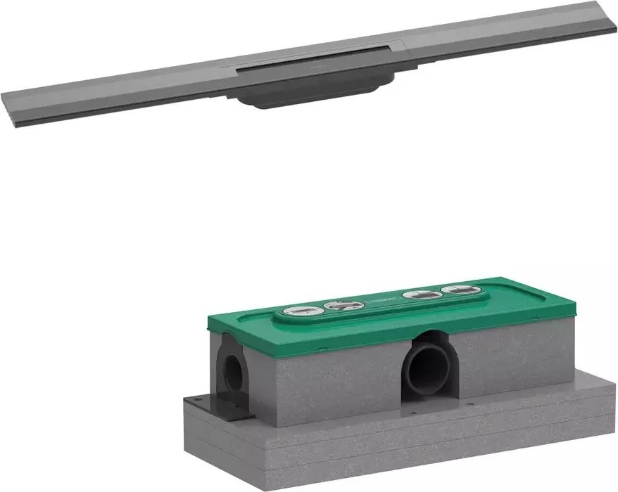 Set rigola pentru dus plus capac Hansgrohe RainDrain Flex ajustabil negru - crom periat 80 cm