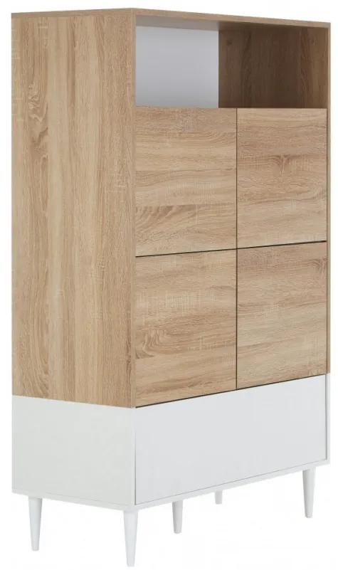 Bufet Horizon, MDF/ lemn, alb, 141 x 90cm