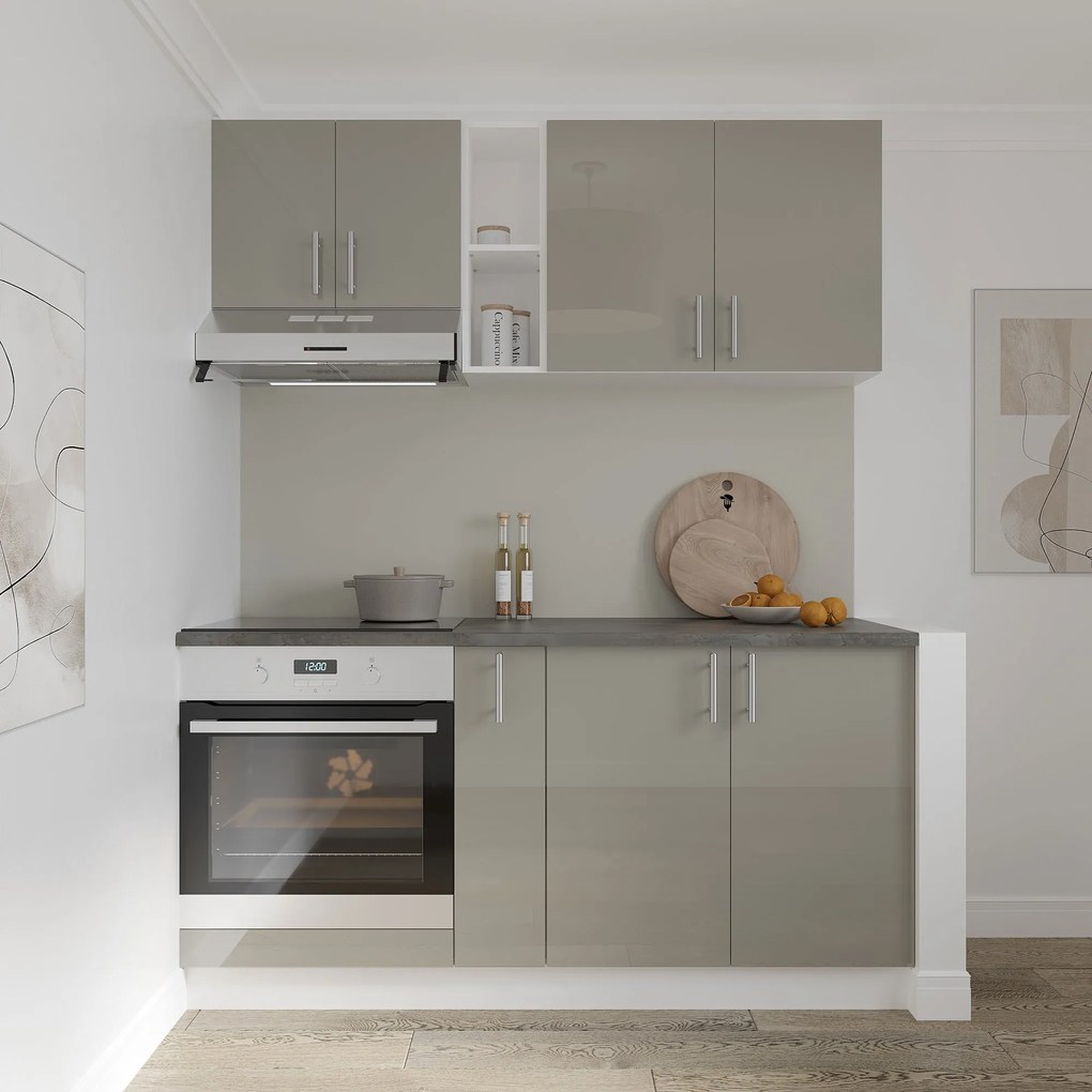 Set haaus V7, Gri Lucios/Alb, MDF, Blat Thermo 28 mm, L 160 cm