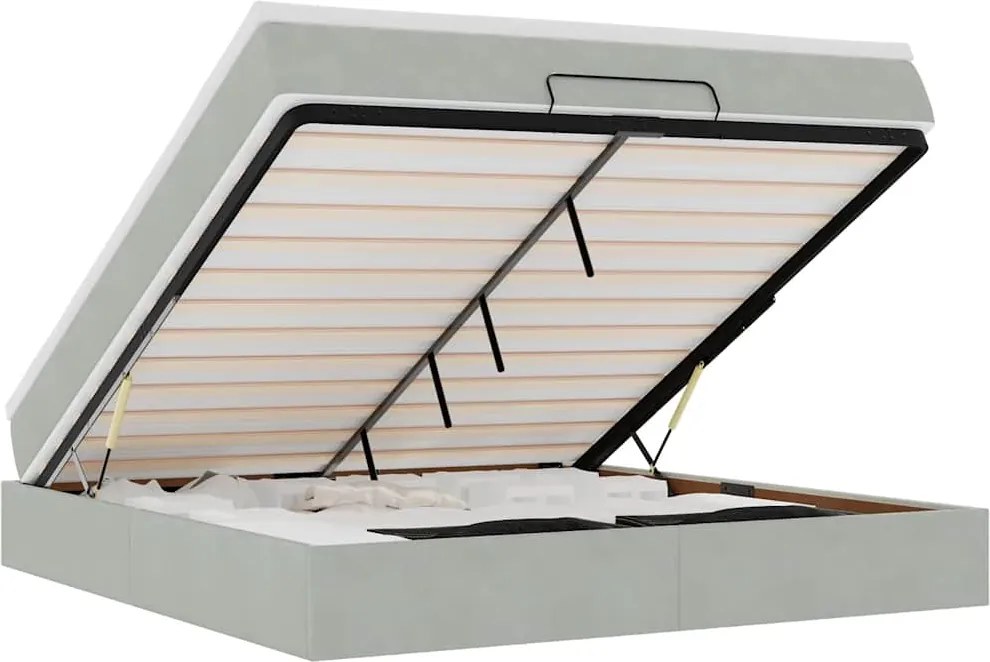 vidaXL Cadru de pat otoman cu saltea Gri deschis 180x200cm catifea