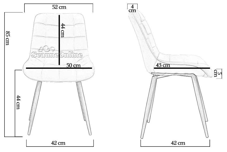 Scaun living gri deschis BUC 206 din catifea cu cadru metalic rezistent