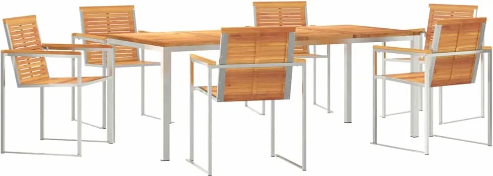 vidaXL Set de masă pentru grădină 7 pcs Maro Lemn Solid de Acacia