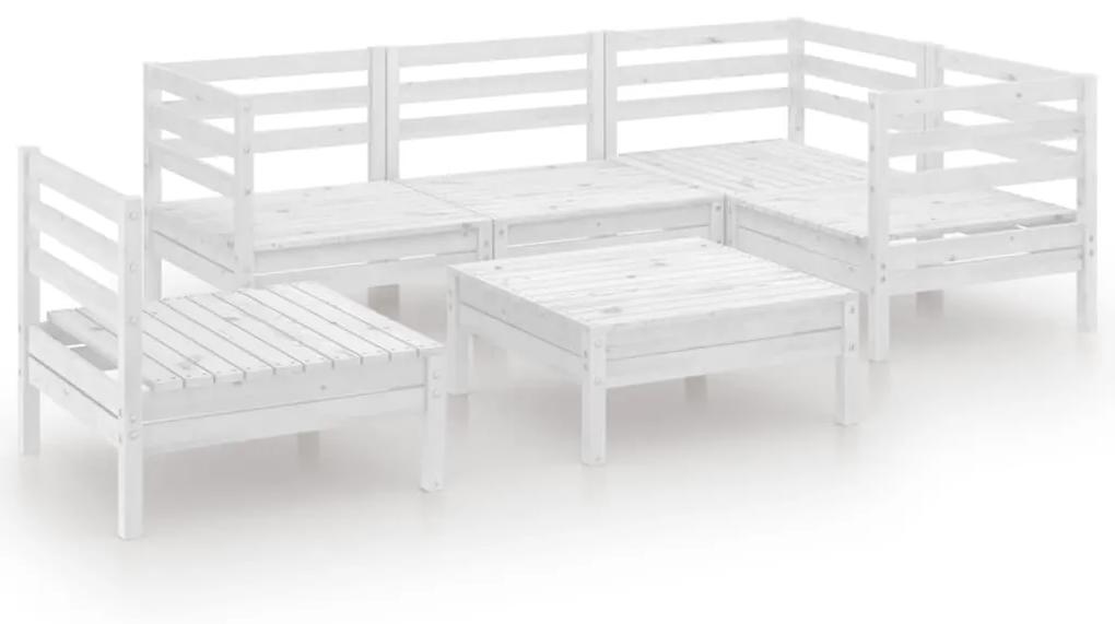 3082723 vidaXL Set mobilier de grădină, 6 piese, alb, lemn masiv de pin