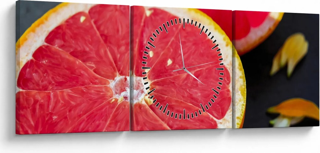 Tablou cu grapefruit tăiat (cu ceas) (90x30 cm)