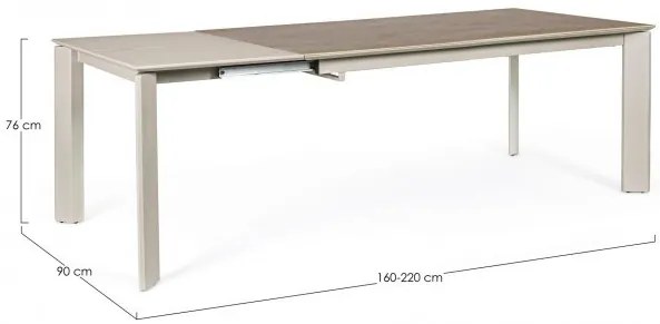 Masa dining extensibila pentru 10 persoane maro/gri taupe din ceramica si MDF, 160-220 cm, Briva Bizzotto