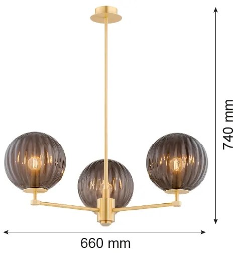 Lustră pe tijă Argon 6310 PALOMA 3xE14/7W/230V auriu/negru