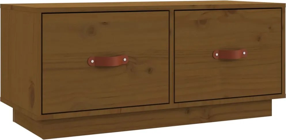 vidaXL Comodă TV, maro miere, 80x34x35 cm, lemn masiv de pin