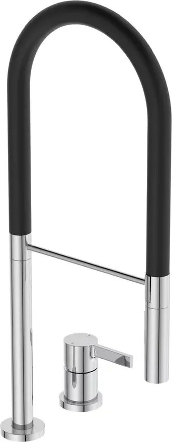 Baterie bucatarie cu pipa flexibila Ideal Standard Gusto 142 crom - negru semi-profesionala