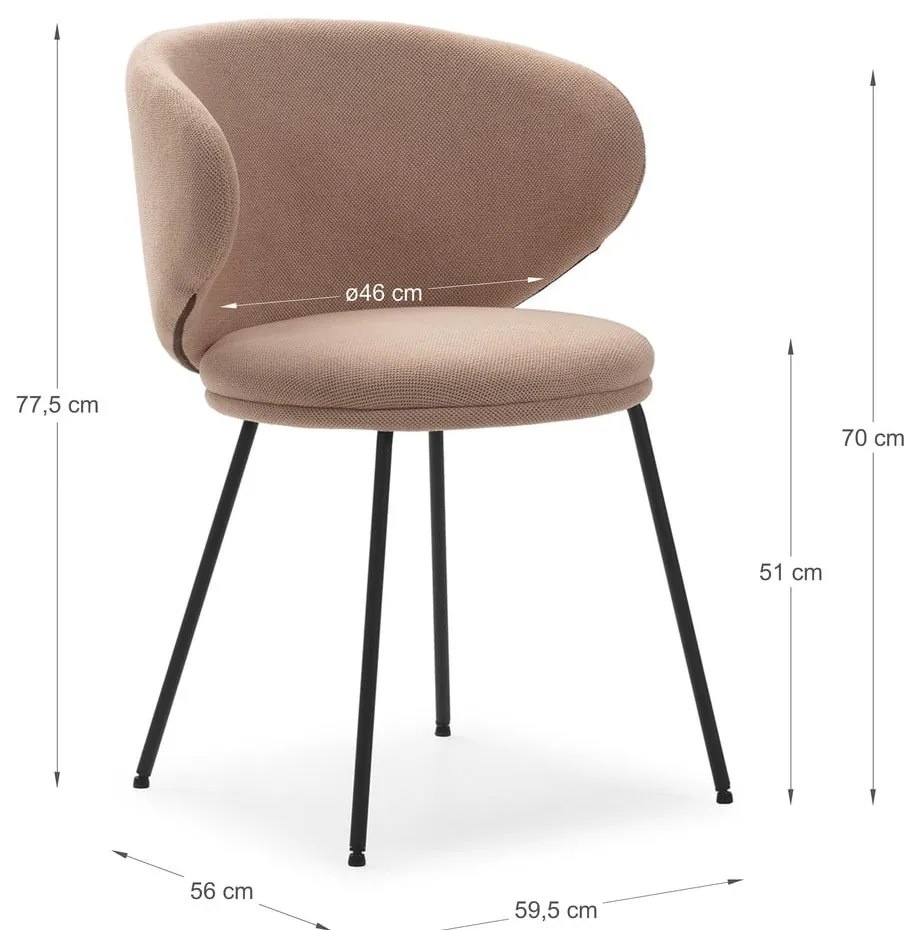 Set de scaune de sufragerie roz deschis 2 buc. tapițat Rush – Marckeric