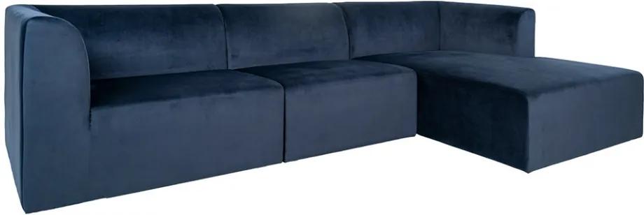 Canapea cu colt albastru din catifea si lemn 272 cm Alba Right House Nordic