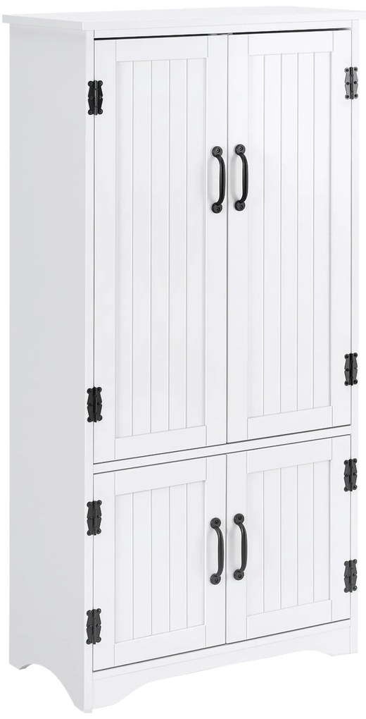 HOMCOM Bufet de bucătărie cămară de bucătărie contemporană multi-spații de depozitare 2 dulapuri 3 rafturi MDF panouri particule alb | Aosom Romania