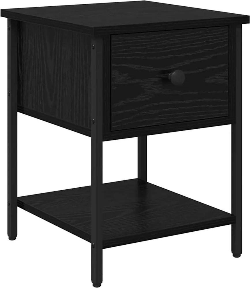 vidaXL Noptieră cu sertar Stejar Negru 34 x 35,5 x 45 cm Lemn compozit