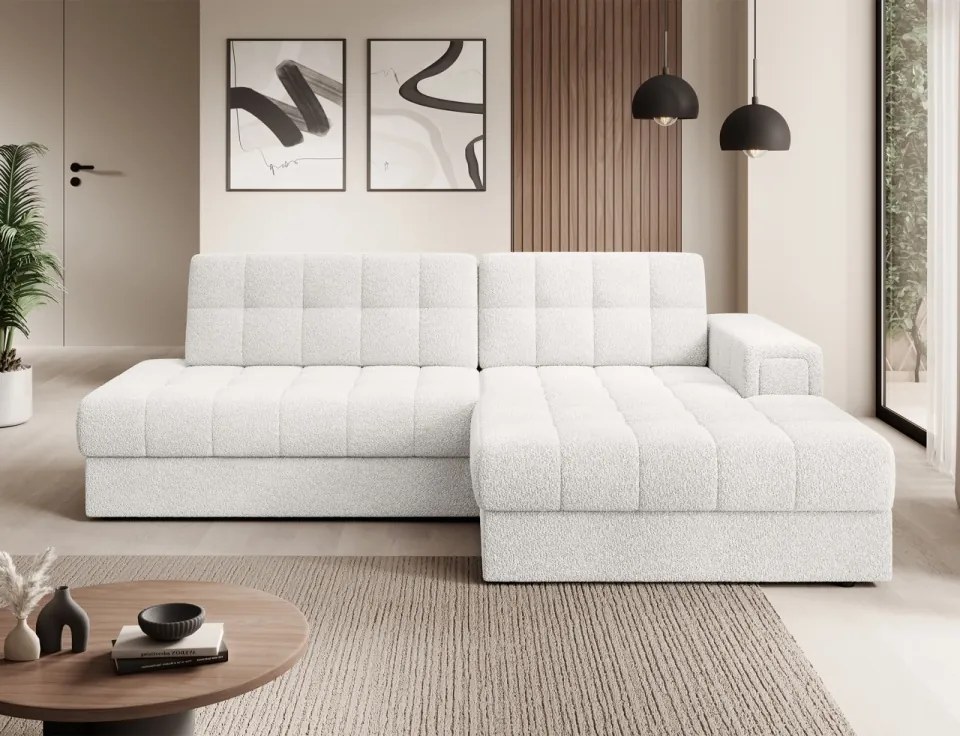 Coltar extensibil cu spatiu oentru depozitare, 240x150x82 cm, Blezalt R, Eltap (Culoare: Alb / Royal 01)