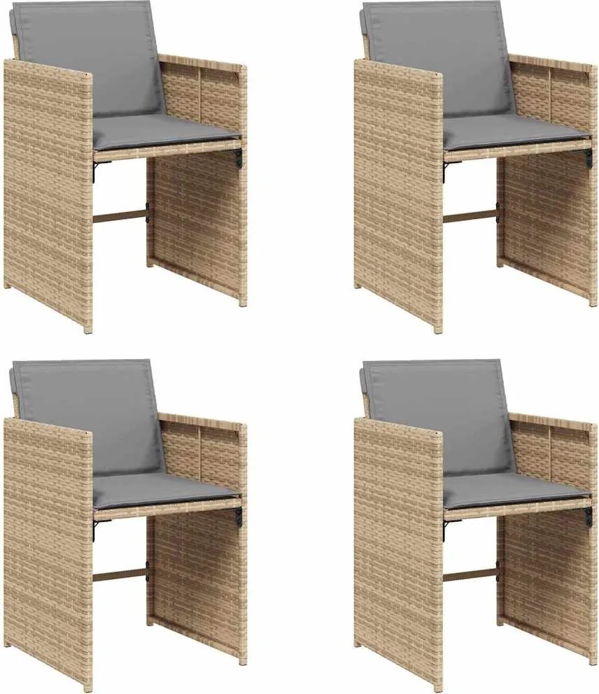 vidaXL Fotolii de grădină cu perne, 4 buc., bej combinat, poliratan
