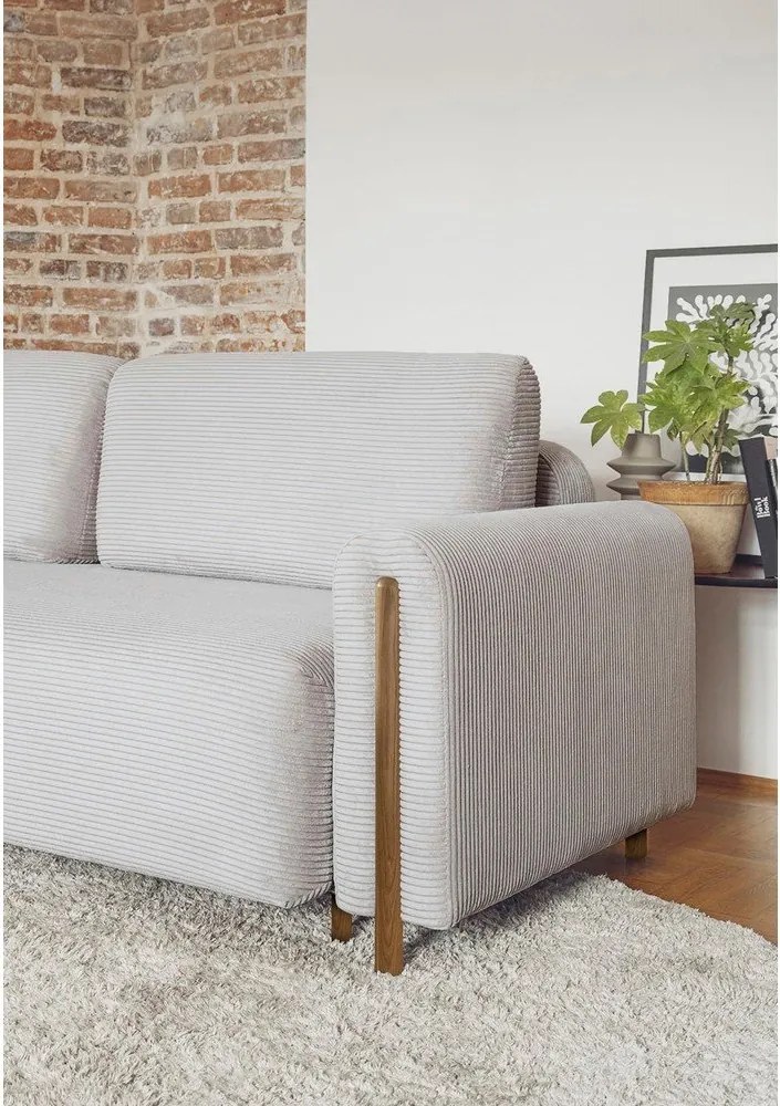 Canapea gri extensibilă/cu spațiu de depozitare cu tapițerie din catifea reiată 244 cm Arcadova – ELTAP